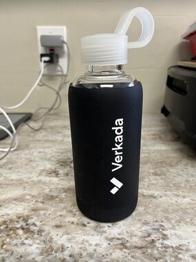 Verkada Black Silicone Glass Water Bottle